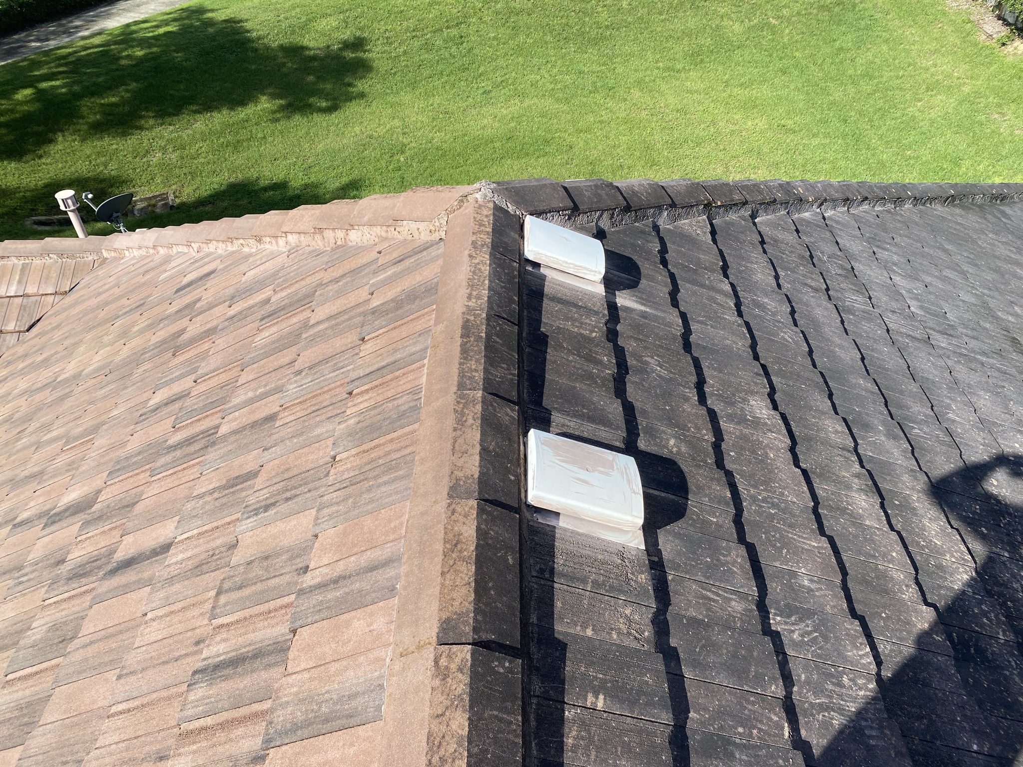 Roof cleaning mid-pass